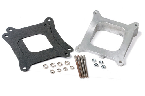 Carburetor Spacer - 1.625 in Thick - Open - Square Bore - 12 Degree Angled - Gaskets / Hardware Included - Aluminum - Natural - Each