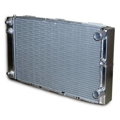 Radiator - 28 in W x 16 in H x 3 in D - Dual Pass - Passenger Side Inlet - Passenger Side Outlet - Aluminum - Natural - Each
