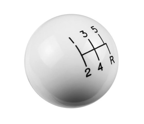 Shifter Knob - 3/8-16 in Thread - Plastic - White - 5 Speed - Universal - Each