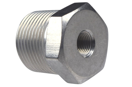 Fitting - Bushing - 3/4 in NPT Male to 1/8 in NPT Female - Aluminum - Clear Anodized - Each