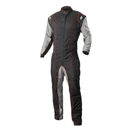 Driving Suit - GK2 - 1-Piece - Single Layer - Nylon - Boot Cut - Black / Orange - Large - Each