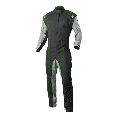 Driving Suit - GK2 - 1-Piece - Single Layer - Nylon - Boot Cut - Black / Green - 2X-Small - Each