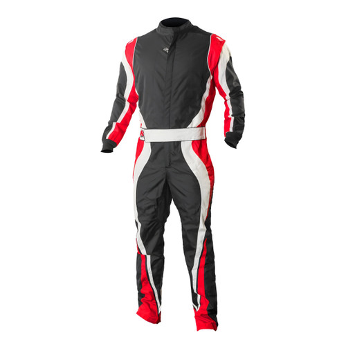 Driving Suit - Speed 1 - 1-Piece - Single Layer - Nylon - Boot Cut - Black / Red / White - 2X-Large - Each Driving Suit - Speed 1 - 1-Piece - Single Layer - Nylon - Boot Cut - Black / Red / White - 2X-Large - Each