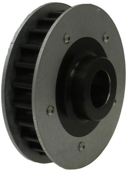 Alternator Pulley - HTD - 24 Tooth - 10 mm Shaft - Belt Guides - Aluminum - Black Anodized - Each