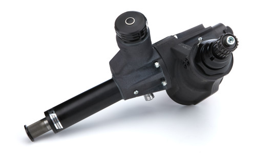 Steering Box - GEN 2 - Power - 1-5/8 in Output Shaft - Right Gear - 2-1/8 in Input Shaft - Cast Aluminum - Black Paint - Dirt Midget - Each