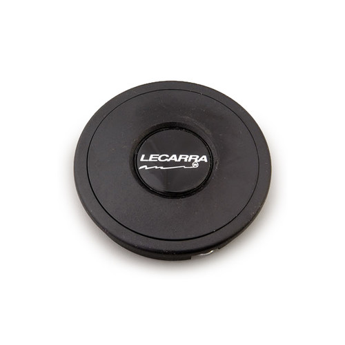 Horn Button - Black / White Lecarra Logo - Plastic - Black - GM Single Contact - Lecarra 9-Bolt Steering Wheels - Each