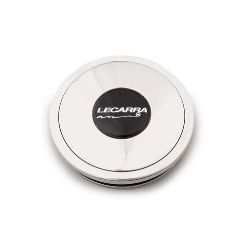 Horn Button - Black / White Lecarra Logo - Aluminum - Polished - Lecarra 9-Bolt Steering Wheels - Each Horn Button - Black / White Lecarra Logo - Aluminum - Polished - Lecarra 9-Bolt Steering Wheels - Each