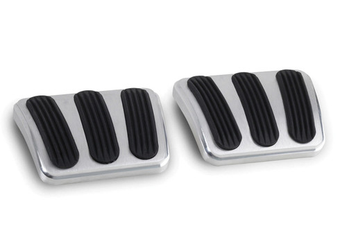 Pedal Pad - Curved - Brake / Clutch - Rubber Pads - Aluminum - Brushed - GM X-Body 1962-67 - Pair