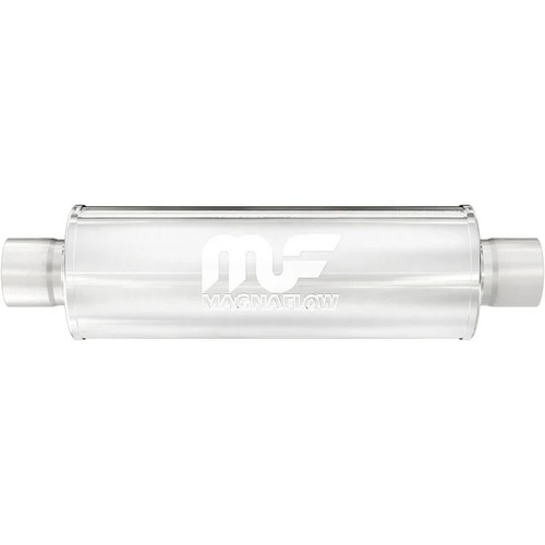 Muffler - 4 in Center Inlet - 4 in Center Outlet - 30 x 7 in Round Body - 36 in Long - Stainless - Natural - Universal - Each