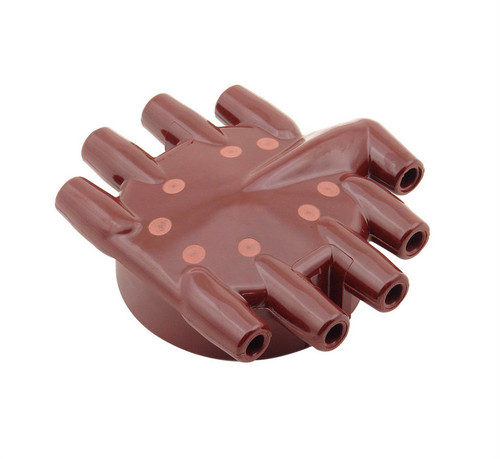 Distributor Cap - Marine - Socket Style Terminals - Brass Terminals - Clamp Down - Plastic - Red - Non-Vented - Crab Cap - Mallory Marine - V8 - Each