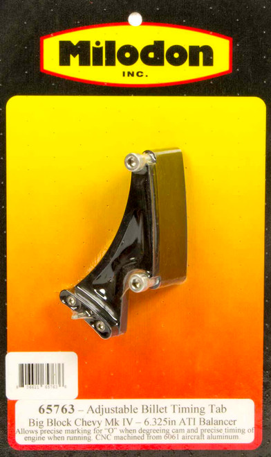 Timing Pointer - Adjustable - Stainless Hardware - Aluminum - Black Anodized - ATI 6.325 in OD Balancer - Big Block Chevy - Each