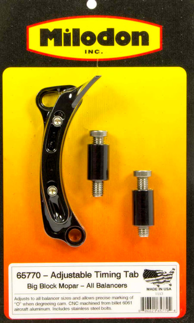 Timing Pointer - Adjustable - Stainless Hardware - Aluminum - Black Anodized - Mopar B / RB-Series / 426 Hemi - Each