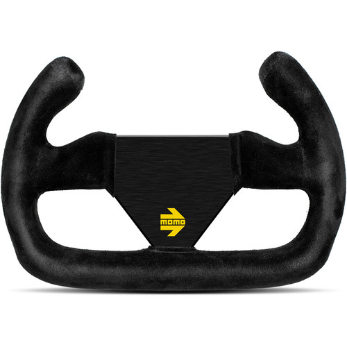 Steering Wheel - MOD. 27/C - 270 mm Diameter - D-Shaped - Cut Top - Flat - 3-Spoke - Black Suede Grip - Aluminum - Black Anodized - Each