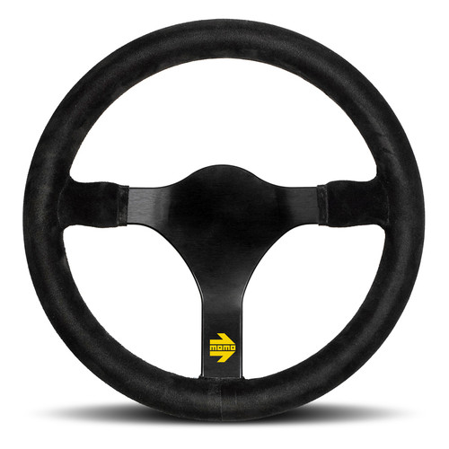 Steering Wheel - MOD. 31 - 320 mm Diameter - Flat - 3-Spoke - Black Suede Grip - Aluminum - Black Anodized - Each