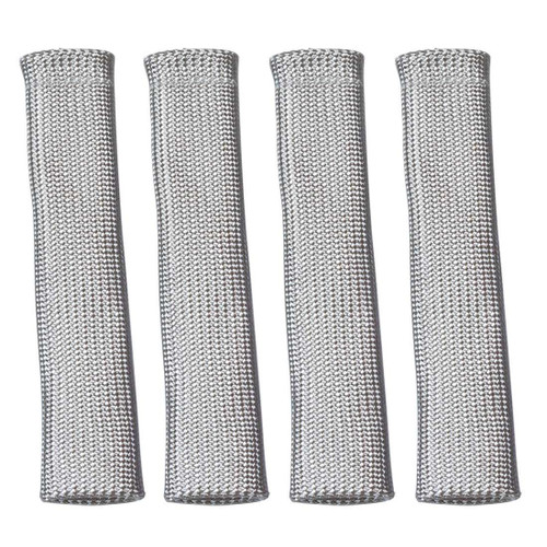 Spark Plug Boot Sleeve - 0.75 in Diameter - 7.5 in Long - High Temperature - Braided Fiberglass - Silver - Set of 4