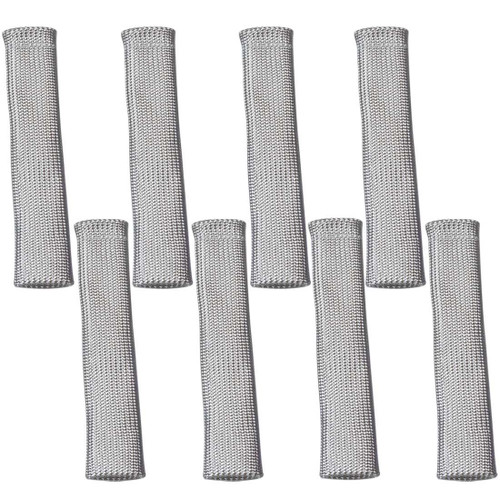 Spark Plug Boot Sleeve - 0.75 in Diameter - 7.5 in Long - High Temperature - Braided Fiberglass - Silver - Set of 8
