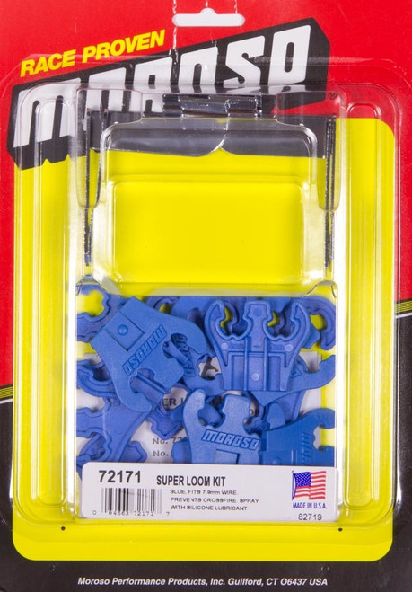 Spark Plug Wire Loom - Super Loom - Valve Cover Mount - 7-9 mm - Bracket Included - Plastic - Blue - Clip Style - Kit