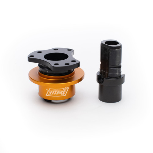 Steering Wheel Quick Release - 360 Degree Release - Weld-On - Aluminum Black / Orange Anodized - 3 / 4-Bolt Steering Wheel - Kit Steering Wheel Quick Release - 360 Degree Release - Weld-On - Aluminum Black / Orange Anodized - 3 / 4-Bolt Steering Wheel - Kit