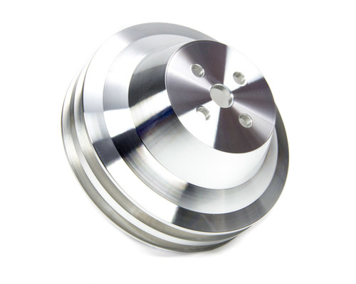Water Pump Pulley - V-Belt - 2 Groove - 5.5 in Diameter - Aluminum - Clear Powder Coat - Short Water Pump - Small Block Chevy - Each