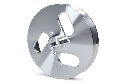 Power Steering Pump Pulley - Serpentine - 6-Rib - Press-On - 6.375 in Diameter - Aluminum - Clear Powder Coat - GM Pumps - Each