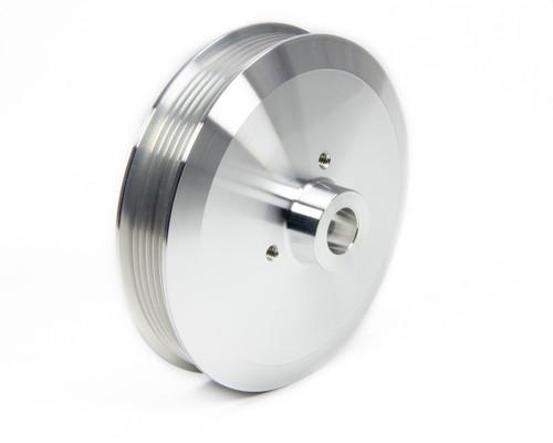 Power Steering Pump Pulley - Serpentine - 6-Rib - Press-On - 6 in Diameter - Aluminum - Clear Powder Coat - Long Water Pump - GM Pumps - Each