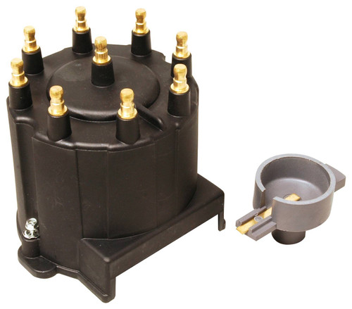 Cap and Rotor Kit - Street Fire - HEI Style Terminals - Brass Terminals - Screw Down - Plastic - Black - Non-Vented - Chevy V8 - Kit Cap and Rotor Kit - Street Fire - HEI Style Terminals - Brass Terminals - Screw Down - Plastic - Black - Non-Vented - Chevy V8 - Kit