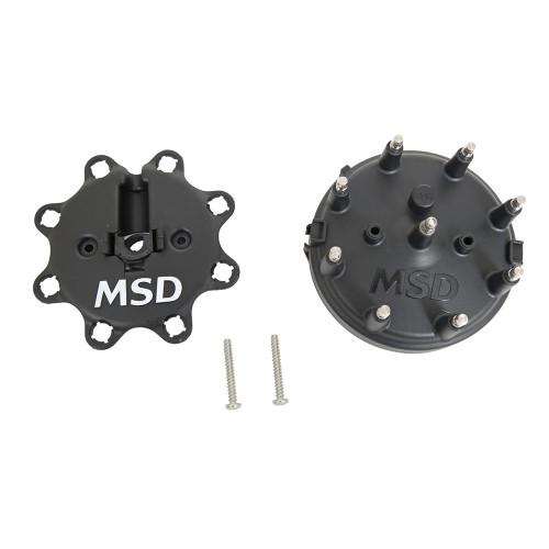 Distributor Cap - HEI Style Terminals - Stainless Terminals - Clamp Down - Wire Hold Down Included - Plastic - Black - Vented - Ford V8 / MSD Pro-Billet - Each