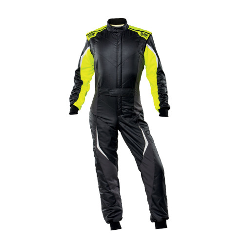 Driving Suit - Tecnica EVO My2021 - 1-Piece - FIA Approved - Triple Layer - Aramid - Black / Fluorescent Yellow - Size 56 - Large - Each