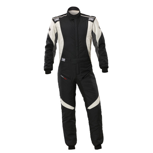 Driving Suit - First EVO Overall - 1-Piece - FIA Approved - Double Layer - Aramid - Black / White - Size 58 - X-Large - Each