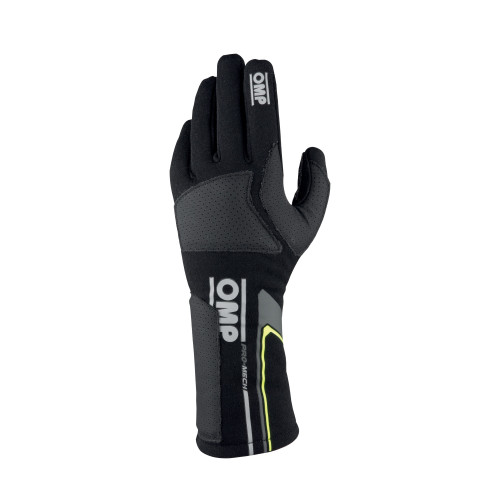 Driving Gloves - Pro Mech Evo - FIA Approved - Single Layer - Fire Retardant Fabric - Black - X-Large - Pair