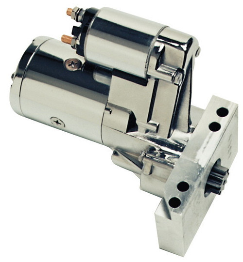 Starter - High-Torque - 3.75:1 Gear Reduction - Adjustable Block - Chrome - 153 / 168 Tooth Flywheel - Straight Mount - Chevy V8 - Each