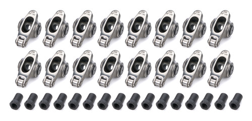 Rocker Arm - Pro Series Billet - 3/8 in Stud Mount - 1.60 Ratio - Full Roller - Aluminum - Clear Anodized - Small Block Chevy - Set of 16