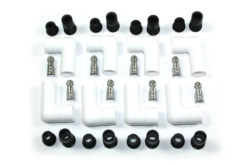 Boot / Terminal Kit - Spark Plug - 8 mm - 90 Degree - White - Set of 8