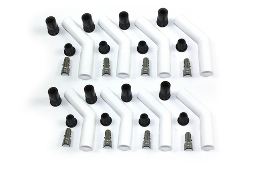 Boot / Terminal Kit - Spark Plug - 8 mm - 45 Degree - White - Set of 8