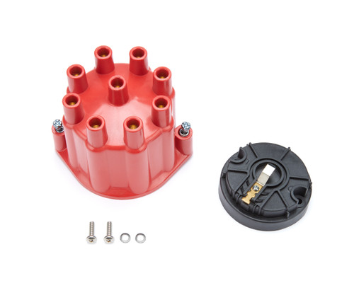 Cap and Rotor Kit - Socket Style Terminals - Brass Terminals - Twist Lock - Plastic - Red - Non-Vented - Pertronix Billet V8 Distributors - Kit
