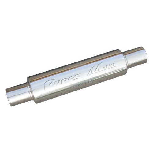 Muffler - M-80 Race Pro - 2.5 in Center Inlet - 2.5 in Center Outlet - 14 x 4 in Round Body - Stainless - Polished - Each