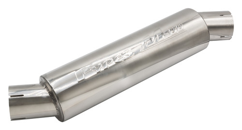 Muffler - M-80 - 2.5 in Offset Inlet - 2.5 in Offset Outlet - 4 in Diameter - 14 in Long - Stainless - Natural - Each