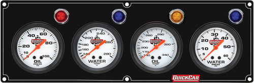 Gauge Panel Assembly - Legend Series - Plain Panel - Oil Pressure / Oil Temperature / Water Temperature / Water Pressure - 2-5/8 in Diameter - White Face - Warning Light - Kit