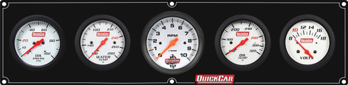 Gauge Panel Assembly - Extreme - Plain Panel - Oil Pressure / Oil Temperature / Water Temperature / Voltmeter / 3-3/8 in Tachometer - 2-5/8 in Diameter - White Face - Warning Light - Kit