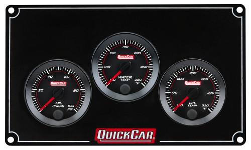 Gauge Panel Assembly - Redline - Oil Pressure / Water Temperature / Oil Temperature - Black Face - Aluminum - Black - Kit