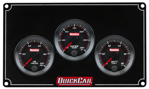 Gauge Panel Assembly - Redline - Oil Pressure / Water Temperature / Voltmeter - Black Face - Aluminum - Black - Kit