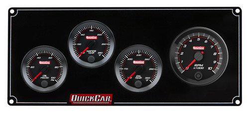 Gauge Panel Assembly - Redline - Oil Pressure / Water Temperature / Oil Temperature / Tachometer - Black Face - Aluminum - Black - Kit