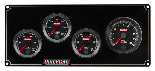 Gauge Panel Assembly - Redline - Oil Pressure / Water Temperature / Voltmeter / Tachometer - Black Face - Aluminum - Black - Kit