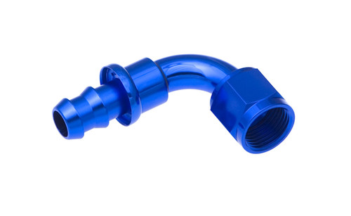 Fitting - Hose End - 2090 Series - 90 Degree - 6 AN Hose Barb to 6 AN Female - Aluminum - Blue Anodized - Each