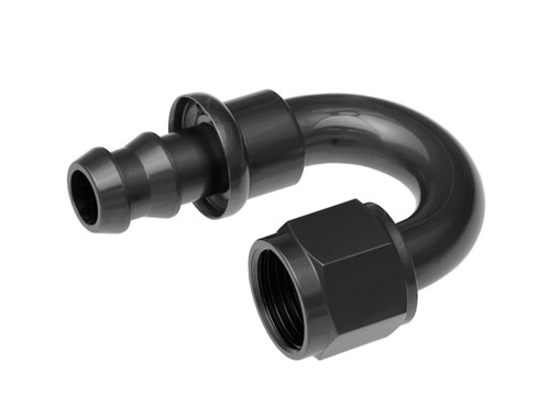 Fitting - Hose End - 2180 Series - 180 Degree - 6 AN Hose Barb to 6 AN Female - Aluminum - Black Anodized - Each