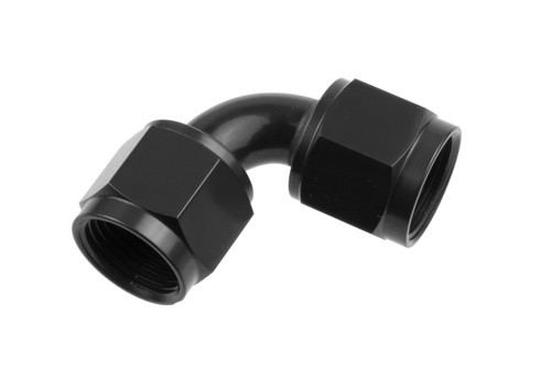 Fitting - Adapter - 8190 Series - 90 Degree - 6 AN Female Swivel to 6 AN Female Swivel - Aluminum - Black Anodized - Each