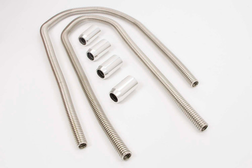 Heater Hose Kit - 3/4 in OD Hose - Chrome End Caps - Stainless - Polished - Kit