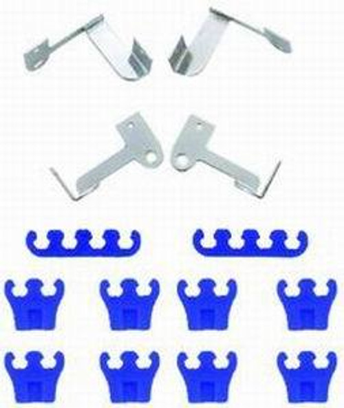 Spark Plug Wire Loom - Race Car - Valve Cover Mount - 7-9 mm - Chrome Bracket Included - Plastic - Blue - Clip Style - Kit Spark Plug Wire Loom - Race Car - Valve Cover Mount - 7-9 mm - Chrome Bracket Included - Plastic - Blue - Clip Style - Kit