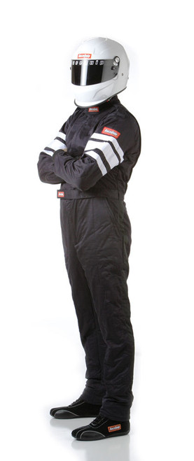 Driving Suit - 120 Series - 1-Piece - SFI 3.2A/5 - Multi-Layer - Fire Retardant Cotton / Nomex - Black / White Stripe - Small - Each