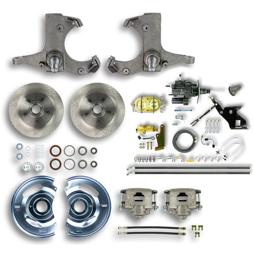 Brake System - Street Series - Disc Conversion - Front - 1 Piston Caliper - 11.000 in Rotors - Stock Spindles - Iron - Natural - GM Fullsize SUV / Truck 1967-70 - Kit